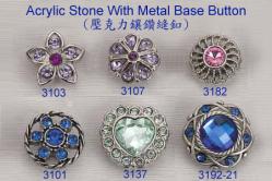  Acrylic Stones With Metal Base Button 